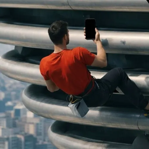 Alex Honnold Checking His Phone meme template