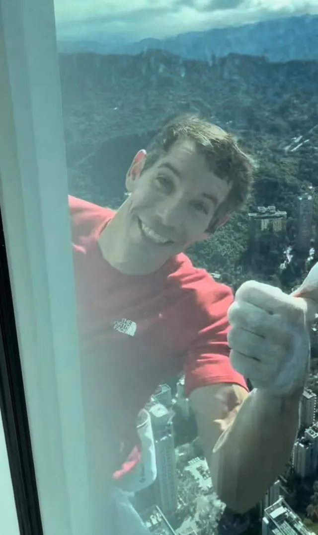 Alex Honnold Thumbs Up From A High-Rise meme template