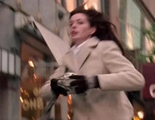 Anne Hathaway Running With Coffee meme template
