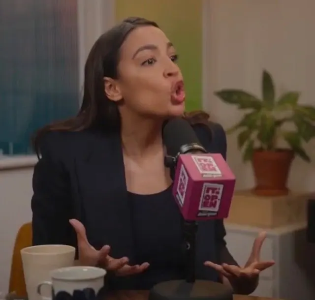 AOC Speaking Emphatically meme template