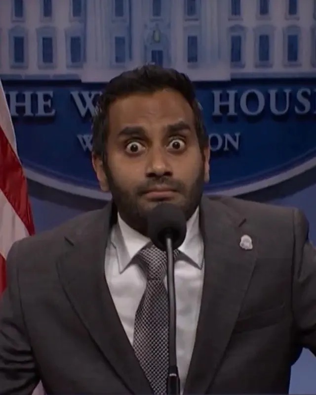 Aziz Ansari Kash Patel White House Briefing meme template