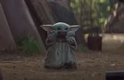 Baby Yoda Standing In The Forest meme template