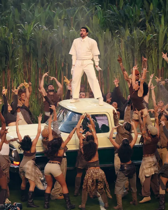 Bad Bunny Standing On A Car meme template