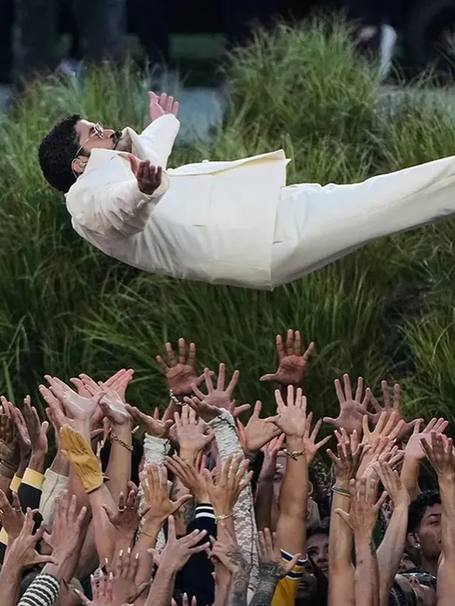 Bad Bunny Trust Fall meme template