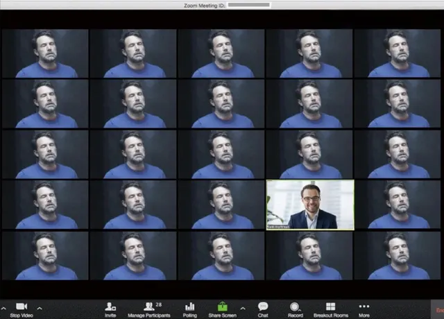 Ben Affleck Zoom Meeting Grid meme template