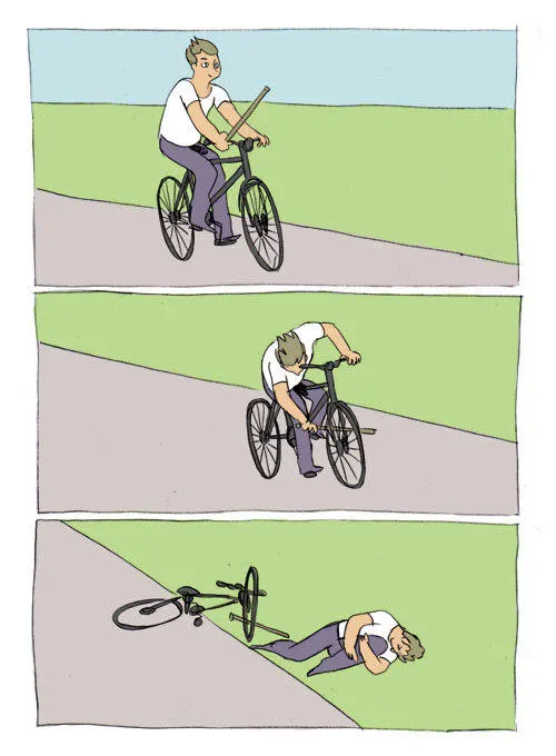 Bike Fall / Stick In The Wheel meme template