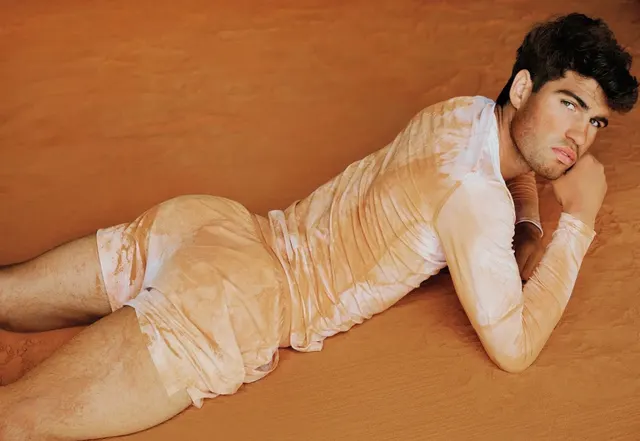 Carlos Alcaraz Vanity Fair Sand Pose meme template