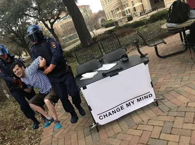 Change My Mind Arrested meme template