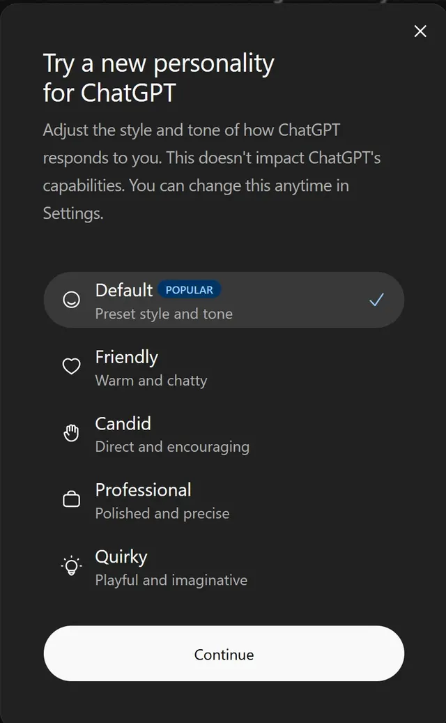 ChatGPT Personality Picker meme template