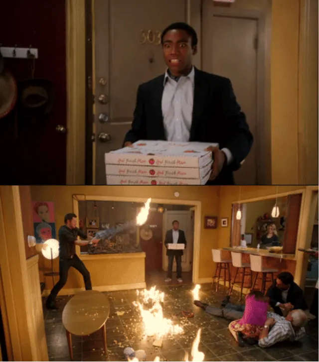 Community Troy Pizza Fire meme template