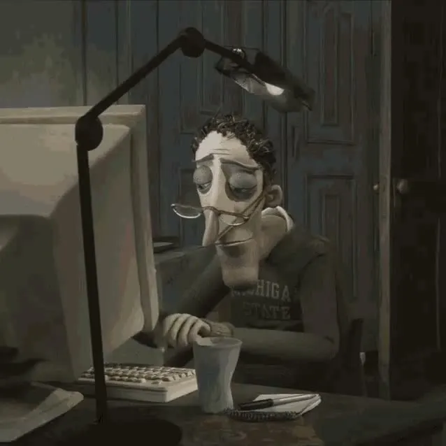 Coraline's Dad at the Computer GIF template