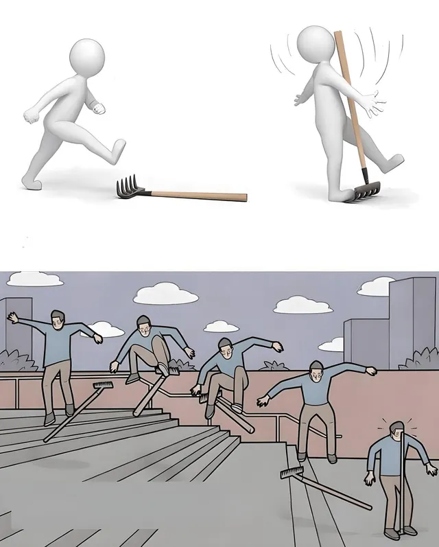 Create Jumping on rake Meme Online meme template