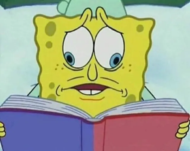 Cross-Eyed SpongeBob Reading meme template