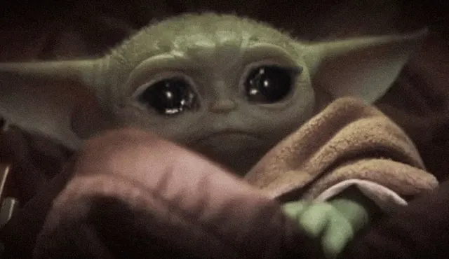 Crying Baby Yoda meme template