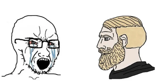 Crying Wojak vs. Chad meme template