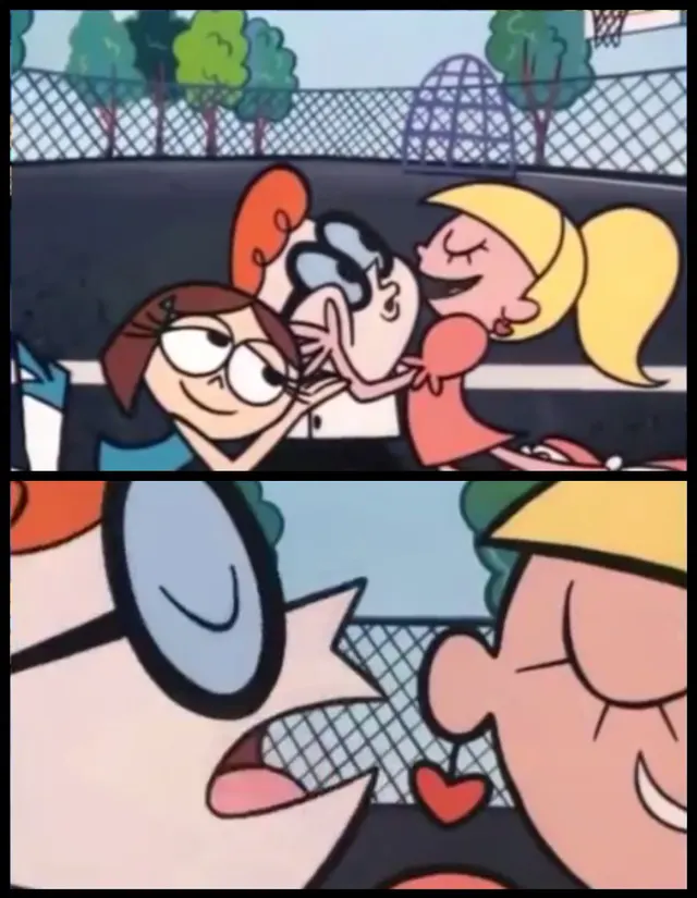 Dexter Gets Kissed by Dee Dee meme template