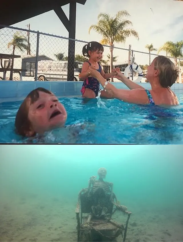 Drowning Kid Skeleton Meme Template meme template