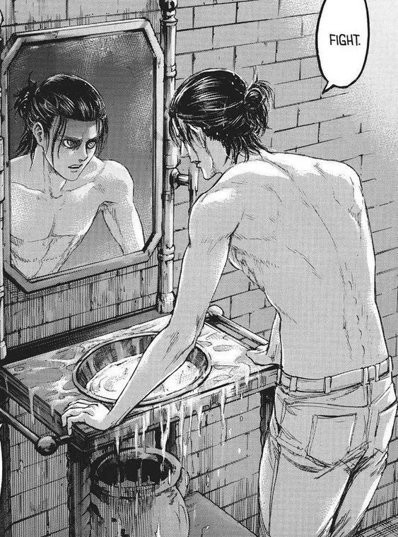 Eren Yeager "Tatakae" Mirror Scene meme template