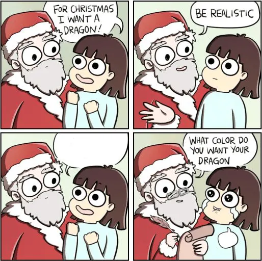 For Christmas I Want a Dragon meme template