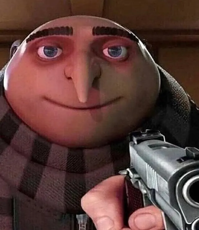 Gru Pointing Gun meme template