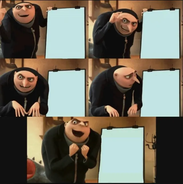 Gru's Plan 5-Panel Meme meme template
