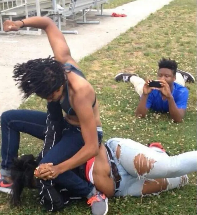 Guy Recording A Fight meme template