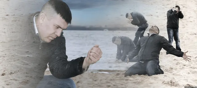 Guy With Sand Despair meme template