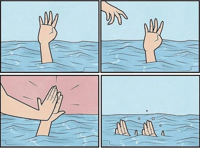 High Five Drowning meme template