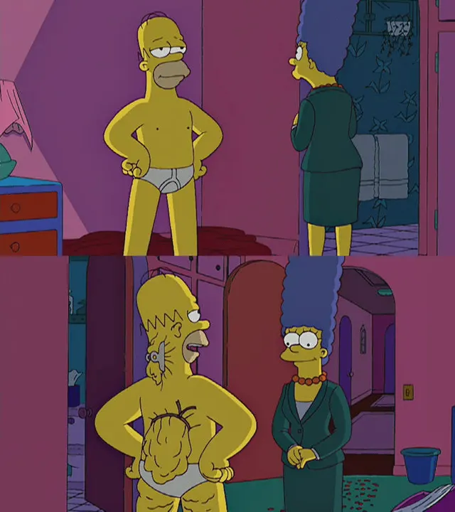 Homer Simpson Front Versus Back meme template