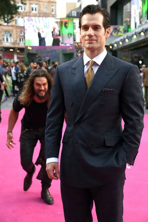 Jason Momoa Sneaking Up On Henry Cavill meme template