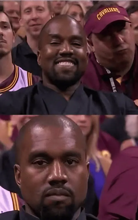 Kanye Smile Then Sad meme template