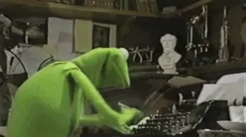 Kermit Frantically Typing GIF template