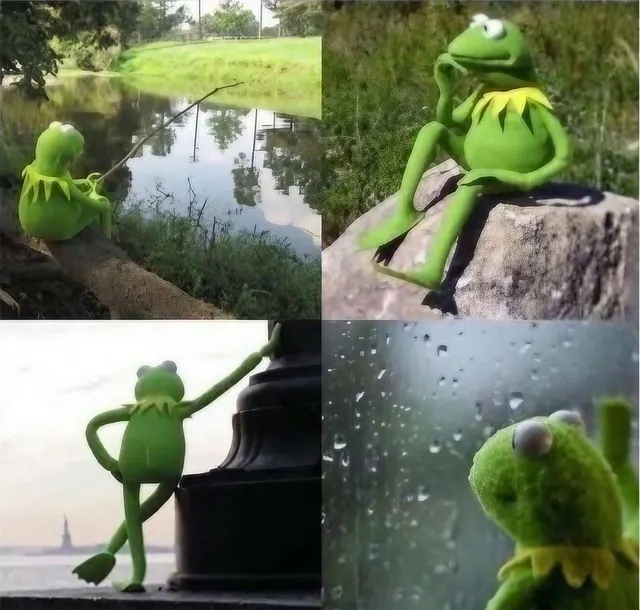 Kermit Waiting Four-Panel Collage meme template