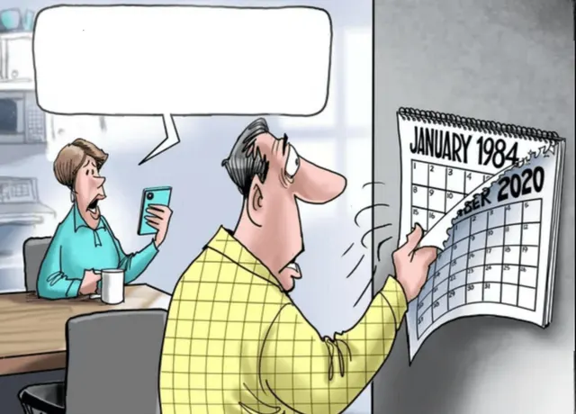 Living In 1984 Calendar Reveal meme template