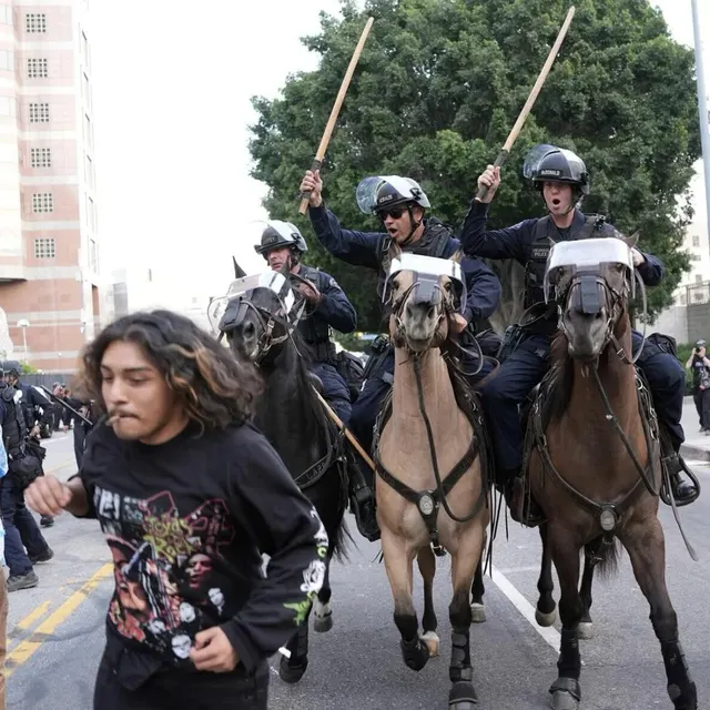 Man Running From Mounted Police meme template