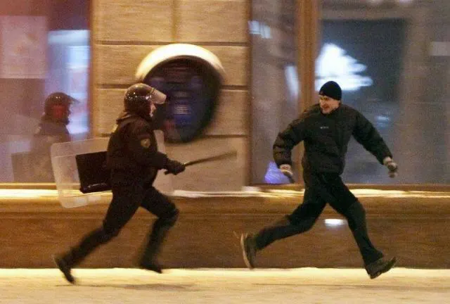 Man Running From Riot Police meme template