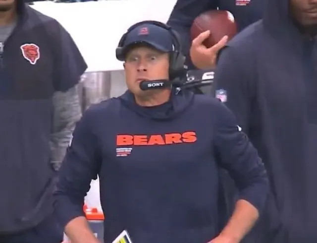 Matt Eberflus Shocked Bears Sideline Reaction meme template