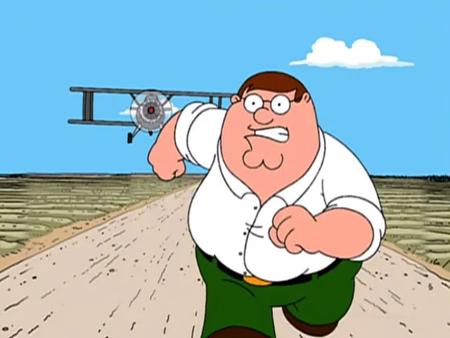 Peter Griffin Running Away From A Plane meme template