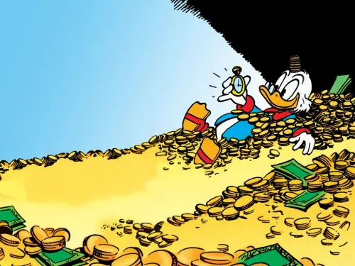 Scrooge McDuck Swimming In Money meme template