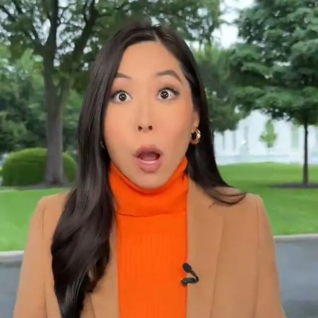 Selina Wang Wide-Eyed Reporter Reaction meme template