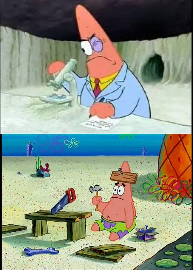 Smart Patrick vs Dumb Patrick meme template