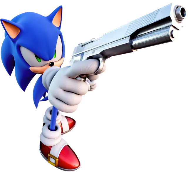 Sonic with a gun meme template