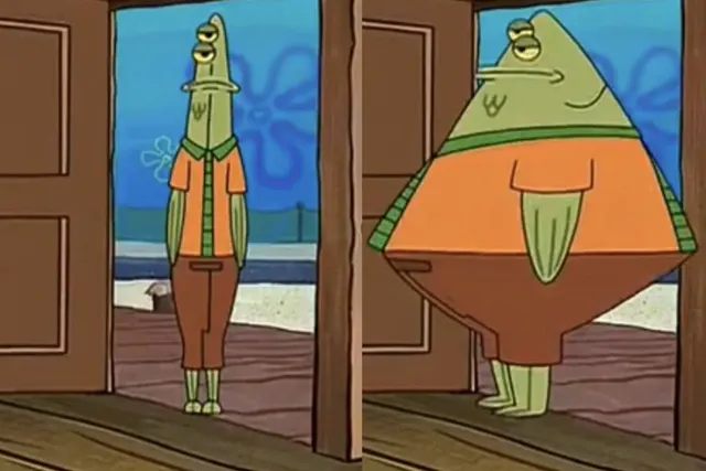 Spongebob flat fish meme template