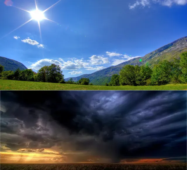 Sunny Day Cloudy Day meme template