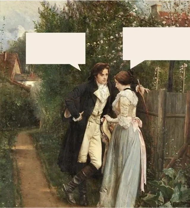Victorian Couple Speech Bubbles meme template