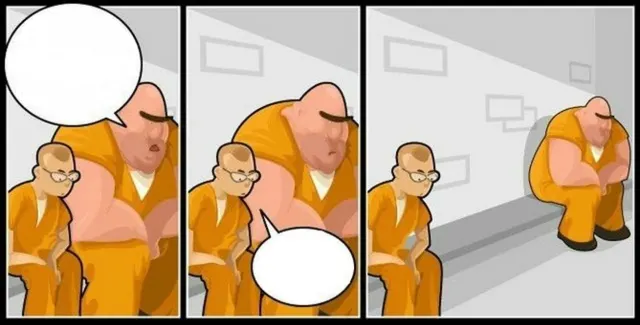 What Are You In For? Three-Panel Prison Cartoon meme template