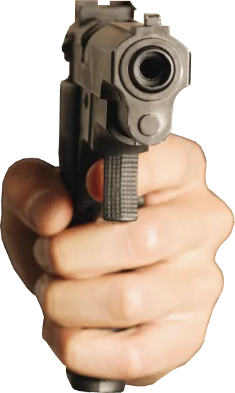 White hand pointing gun meme template