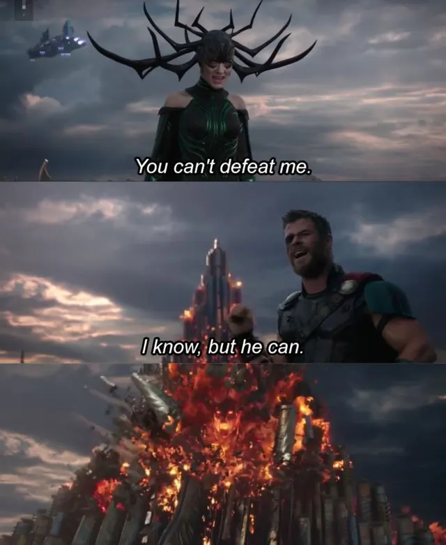 You Can’t Defeat Me, But He Can meme template