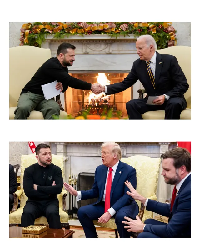 Zelenskyy Biden–Trump Contrast meme template